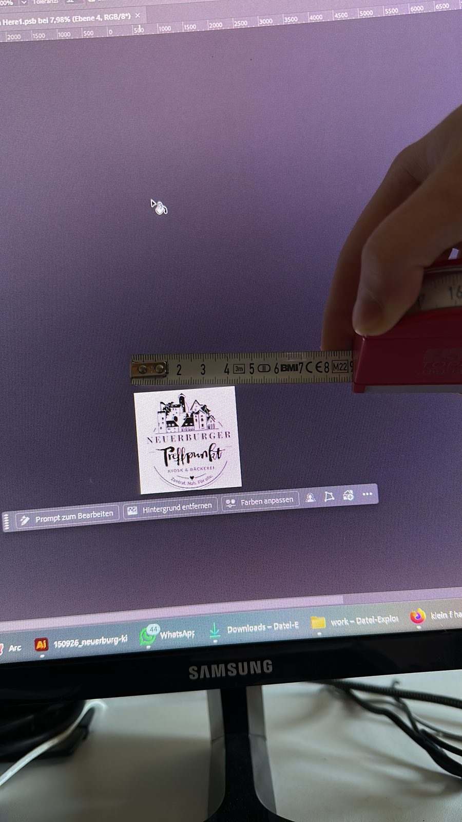 Zwischeniteration mit feiner Strichzeichnung, in Briefmarkengröße ausgedruckt und am Monitor geprüft