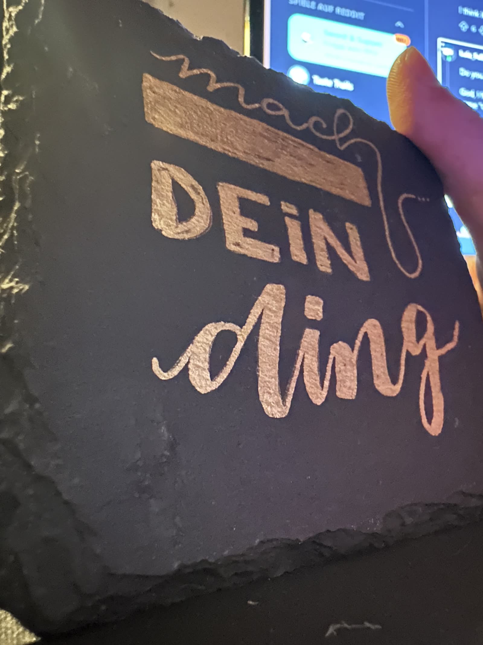 Nahaufnahme des Mach-Dein-Ding-Untersetzers