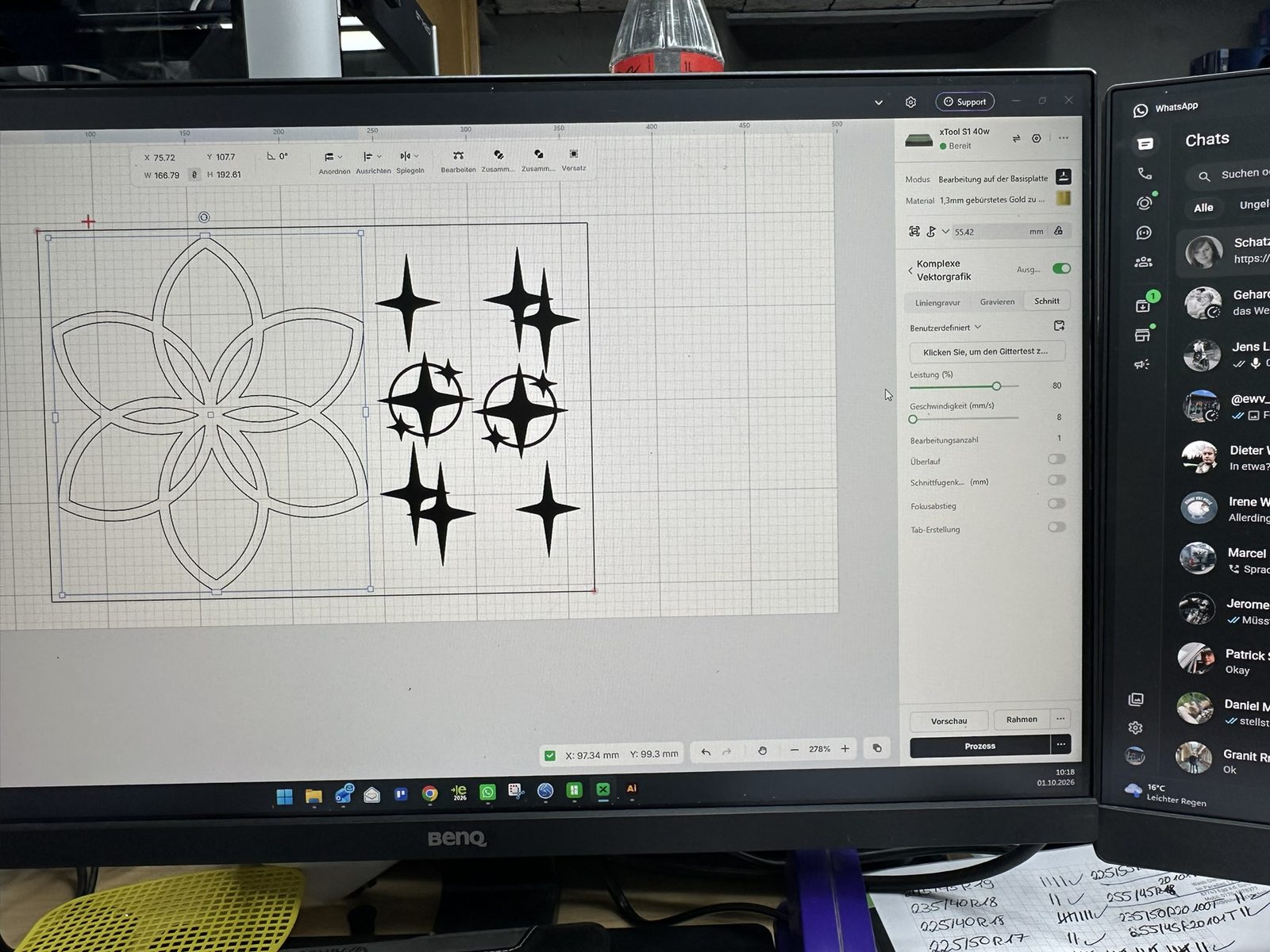 Blume des Lebens und Sterne in der Laser-Software